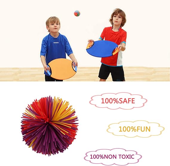 Monkey Soft Sensory Fidgets Toys, Rainbow Colorful Stress Relief Bouncy Pom Stress Balls, Pack of 3