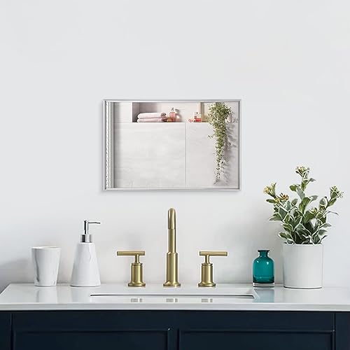 Miniatura 10 de AAZZKANG Espejos para pared, espejo rectangular con marco de metal, moderno espejo decorativo de tocador para entrada, dormitorio, sala de estar,