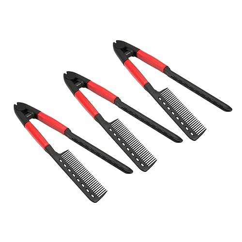 Miniatura 3 de Peine alisador de cabello, 3 piezas portátil multiusos en forma de V peine recto para cabello anudado