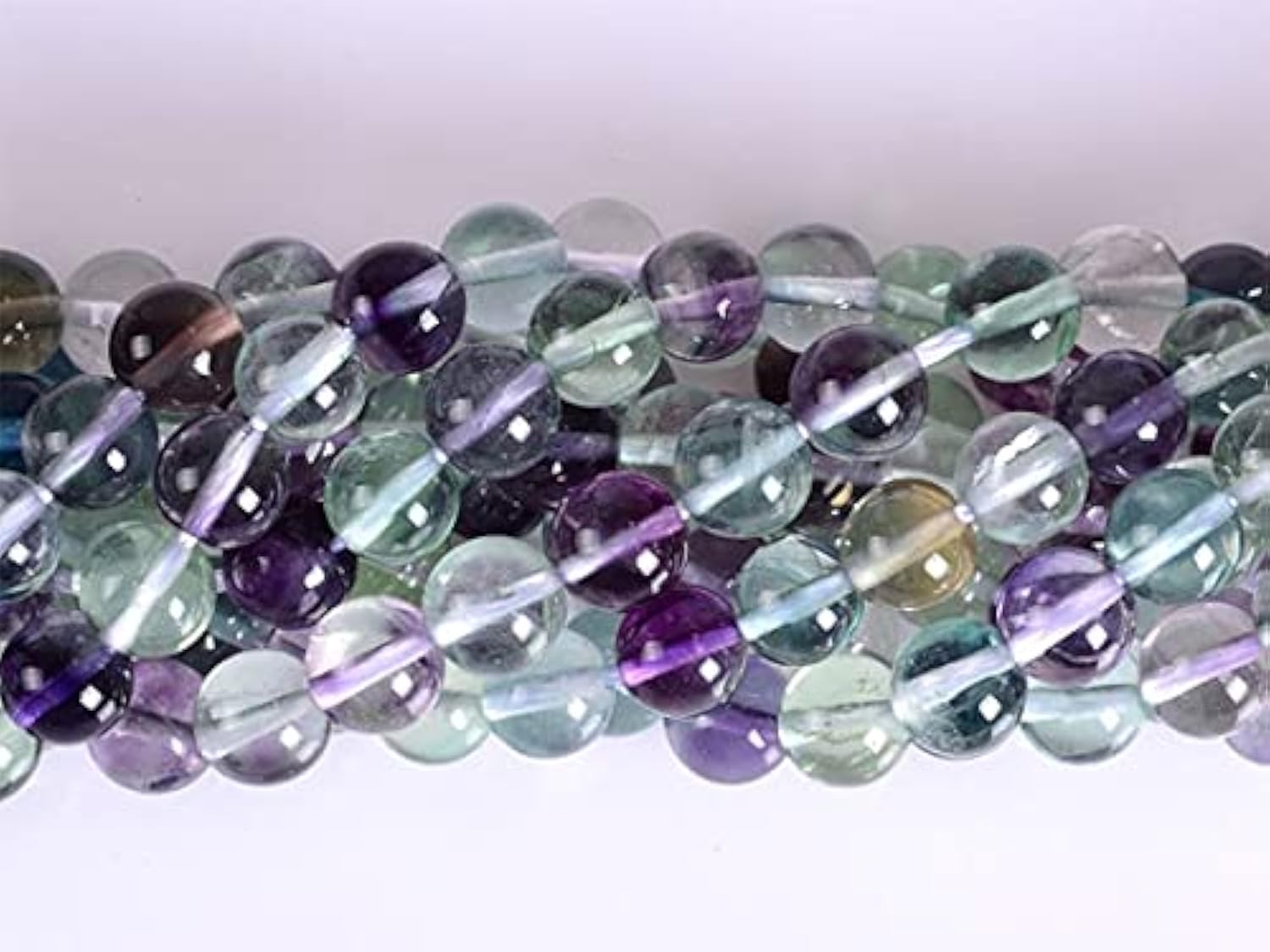 Perles rondes fluorite 8mm LKBEADS fil de gemmes multicolores claires pour bijoux DIY