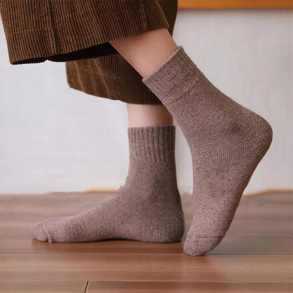 keusyoi Calcetines de lana gruesos y cálidos de invierno para mujer, estilo vintage, transpirables, informales, 5 pares