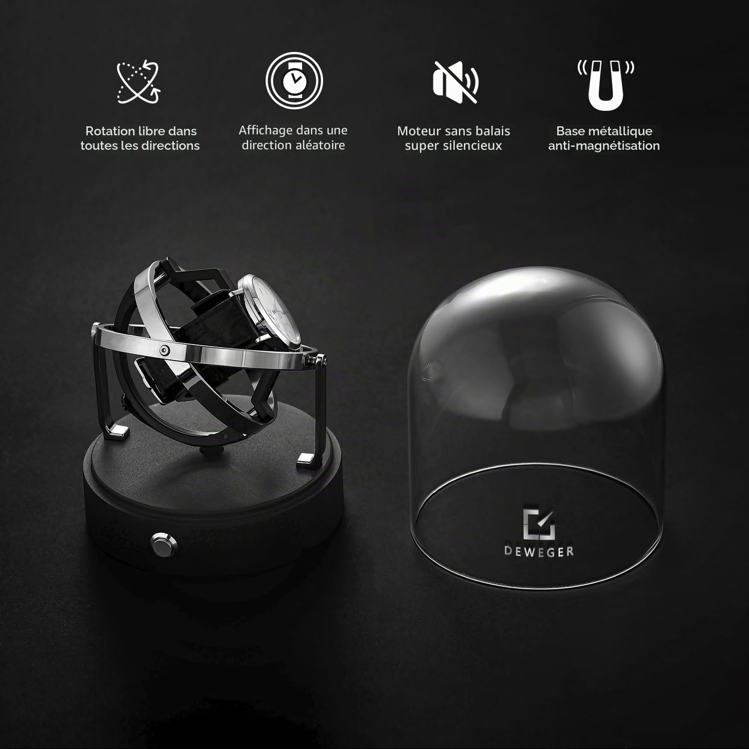 Orbit Remontoir automatique pour homme Boîtier unique pour montres Rolex et mécaniques Noir