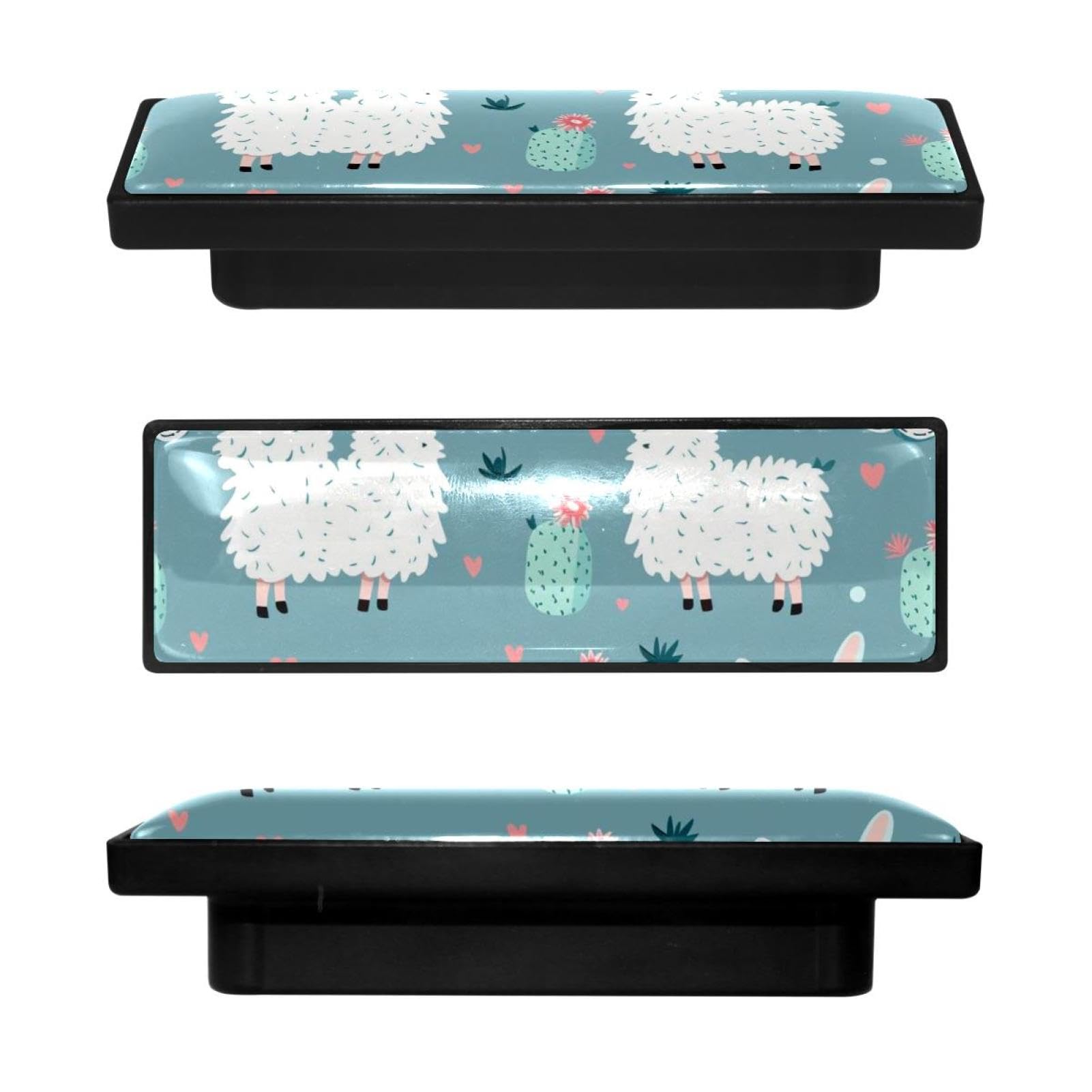 Boutons de placard en alpaga blanc au design rectangulaire haut de gamme x4