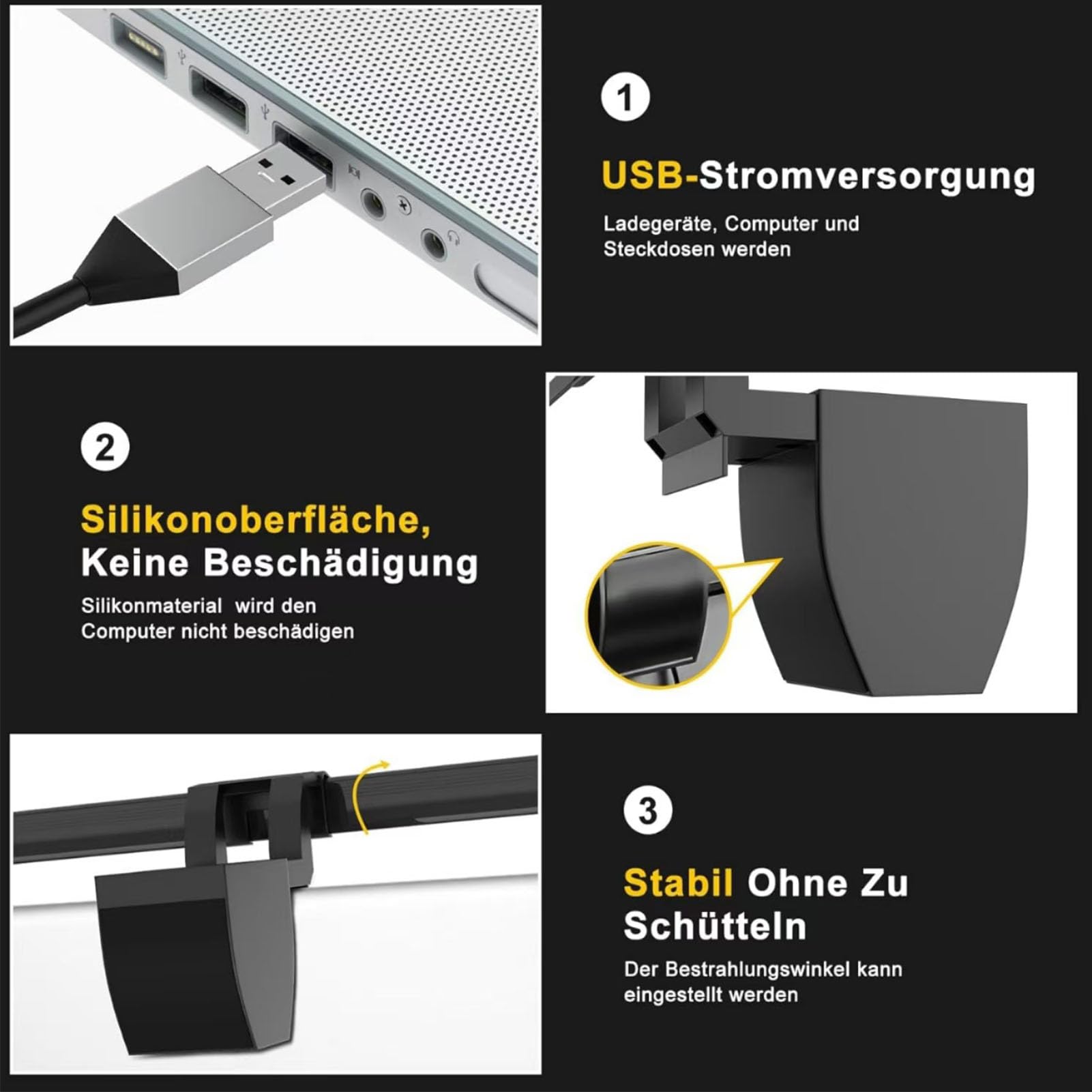 Barre Lumineuse pour écran, Lampe USB pour Ordinateur, 3 (1