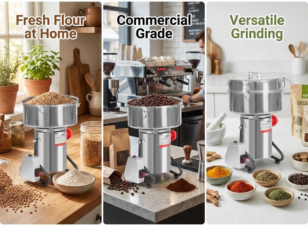 Electric Grain Mill Grinder, 4500g/9.92lb High-speed 30000r/min Food Grinder, 110V 5000W Countertop Grain Mill for Dry Spice Herbs Grains Coffee Rice Pepper (4500g)