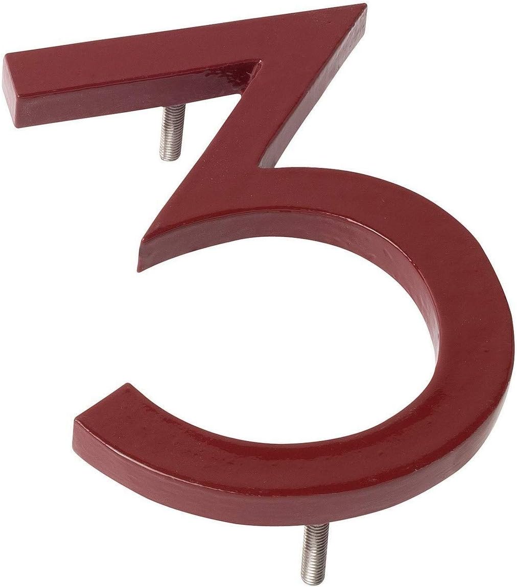 Montague Metal Products MHN-04-0-F-BR1 Floating House Number, 4 inches x 3.56 inches x 0.31 inches Brick Red