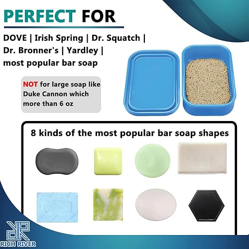 Miniatura 6 de Soporte de jabón de viaje mejorado a prueba de fugas con tapa, barra de champú y soporte para barra de acondicionador, contenedor de jabón con capa