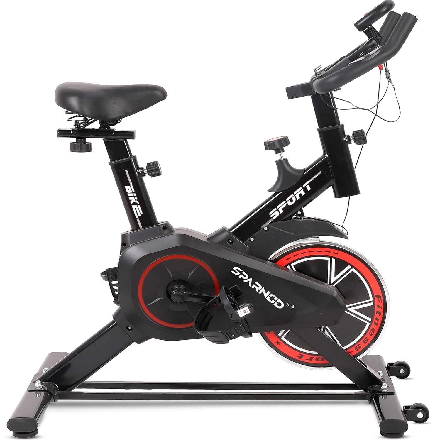 SPARNOD FITNESS SSB-08 Spin Bike Exercise Cycle for Home Gym with 8kg Flywheel, LED Display, Adjustable Resistance, Silent Belt Drive, 4-way Adjustable Cushioned Seat and 2-way Handlebar (SSB-08 (8kg Flywheel))