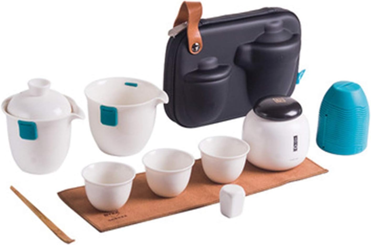軽量携帯用茶器 1ティーポット+ 3ティーカップ+ 1ティーマット+ 1フェアカップ+ 1茶バケツ+ゴンスティーセットポータブル保護