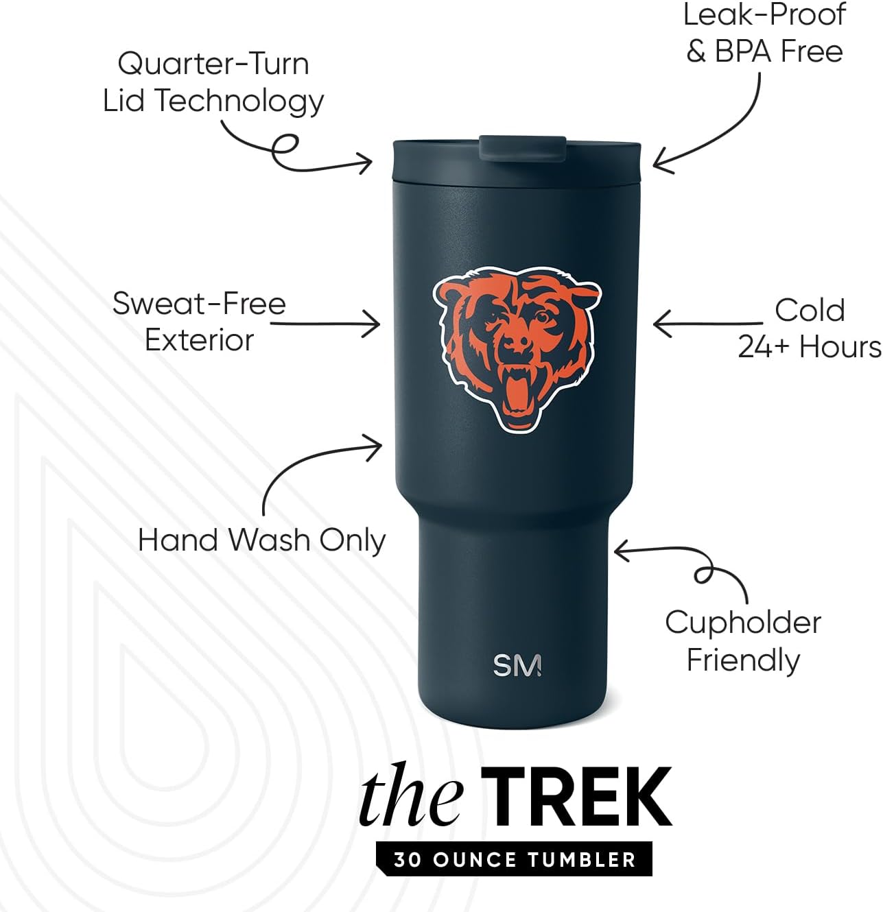 Simple Modern Chicago Bears Tumbler with Flip Lid, Straw 30oz | NFL image 2