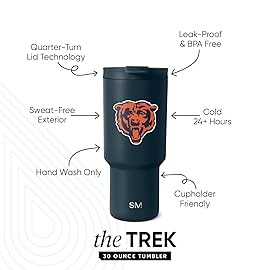 Simple Modern Officially Licensed NFL Chicago Bears 30 oz Tumbler with Flip Lid and Straws | Insulated Cup Stainless Steel | Gifts for Men Women | Trek Collection | Chicago Bears