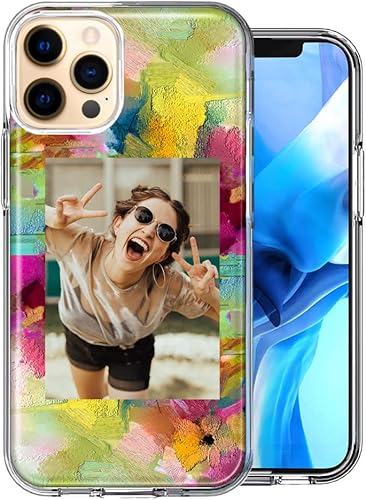 Miniatura 6 de MUNDAZE Funda personalizada con fotos para iPhone 13 Pro Max de 6.7 pulgadas, crea tu propia funda con un bonito marco de diseño de corazones