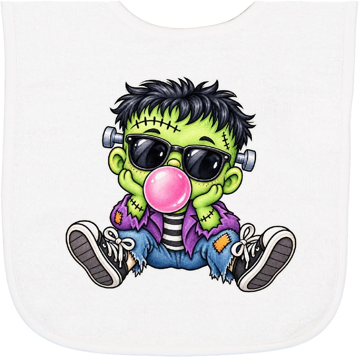 inktastic Frankenstein Halloween Cool Baby Terry Cloth Bib