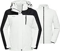 Vista 6 de Wantdo - Chaqueta impermeable 3 en 1 para mujer, abrigo de invierno cálido, resistente al viento, chaqueta de snowboard con capa de puffer