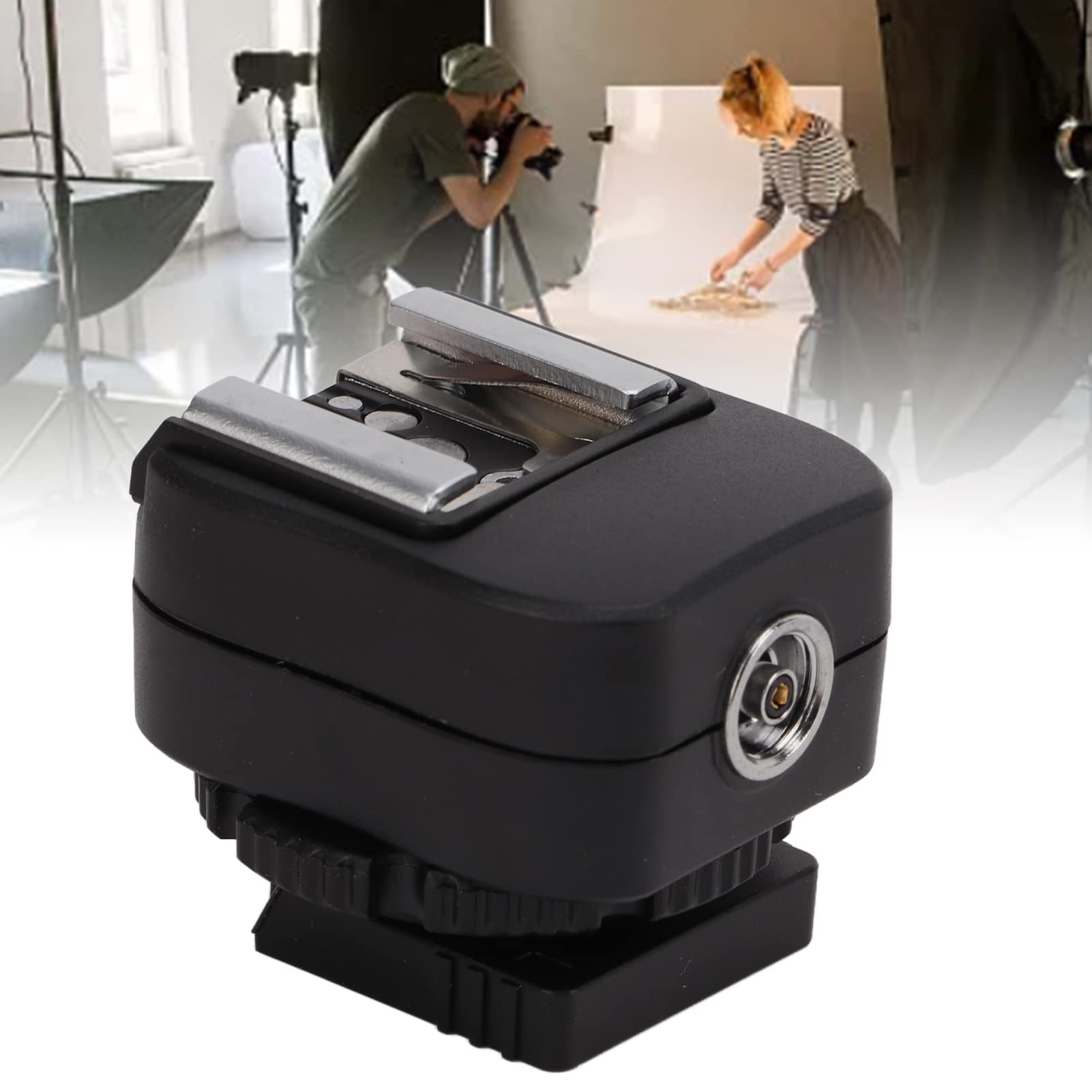 Akozon Adattatore Hot Shoe TF‑334 con Porta di Connessione PC SYNC Aggiuntiva per A73 Fotocamera A per Flash Speedlite per Accessori in Plastica per Fotocamere