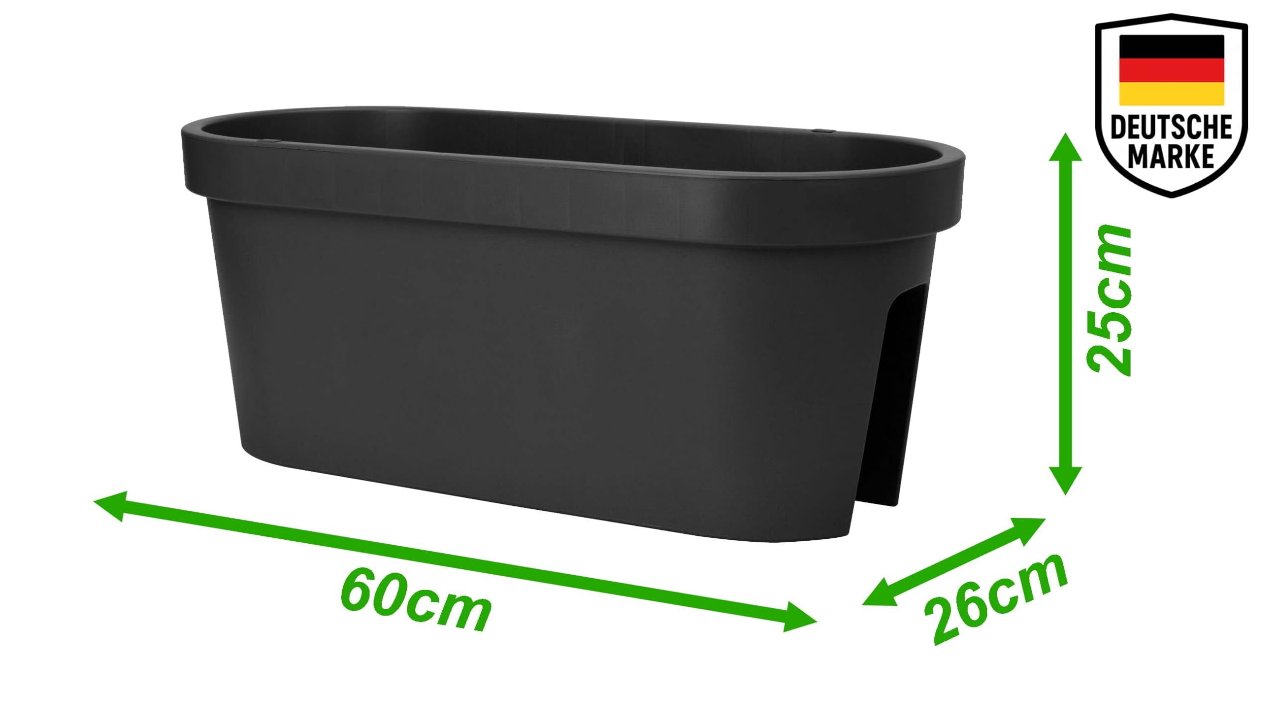 Balkonkasten für Geländer in Anthrazit Blumenkasten Blumentopf Pflanztopf Blumenkübel Geländertopf (60 x 26 cm)