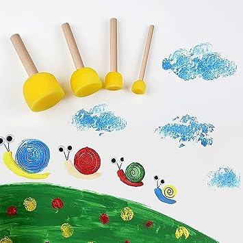 10PCS Round Sponge Brush Foam Paint Brushes Foam Dabber Sponge Painting Tools Wooden Sponge Brush Paint Foam Sponge Painting Tools