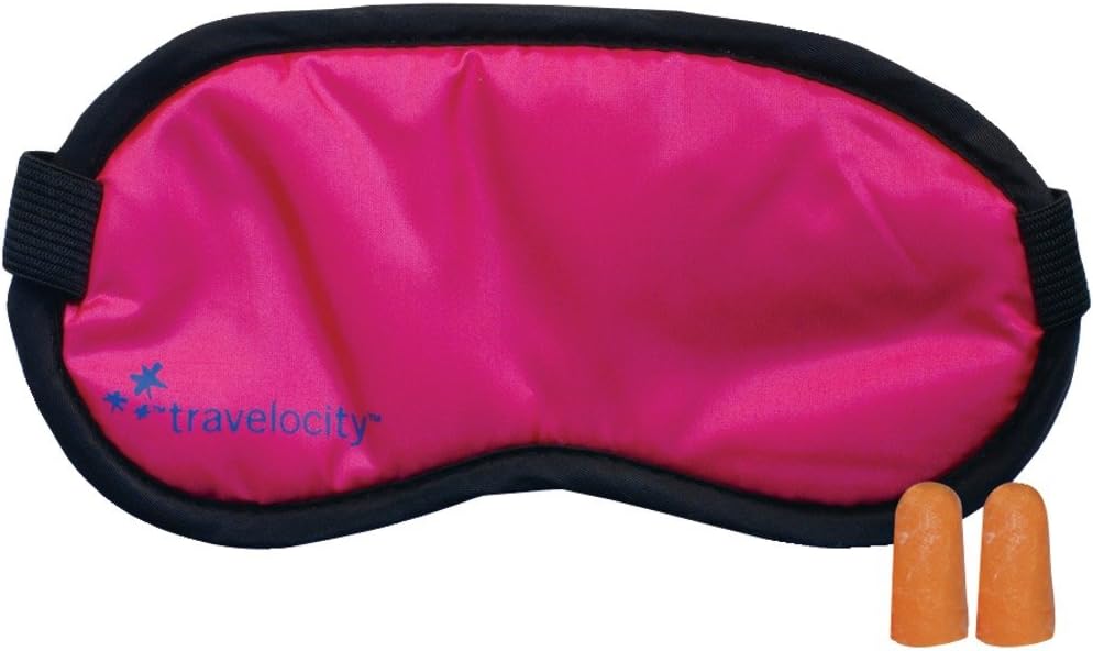 Travelocity Fabric Eye Mask and Earplugs (Pink)
