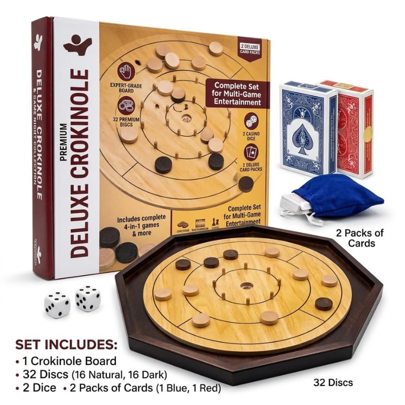 Tradeopia 4 en 1 Juego de Mesa Crokinole Deluxe miniatura 5
