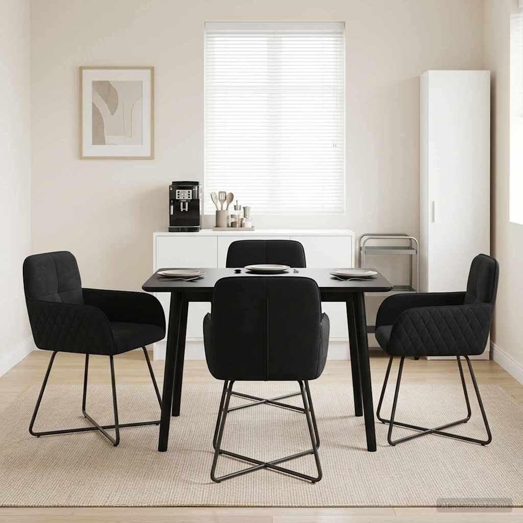 Lot de 4 chaises de salle à manger en velours noir 59 x 56,5 x 86 cm