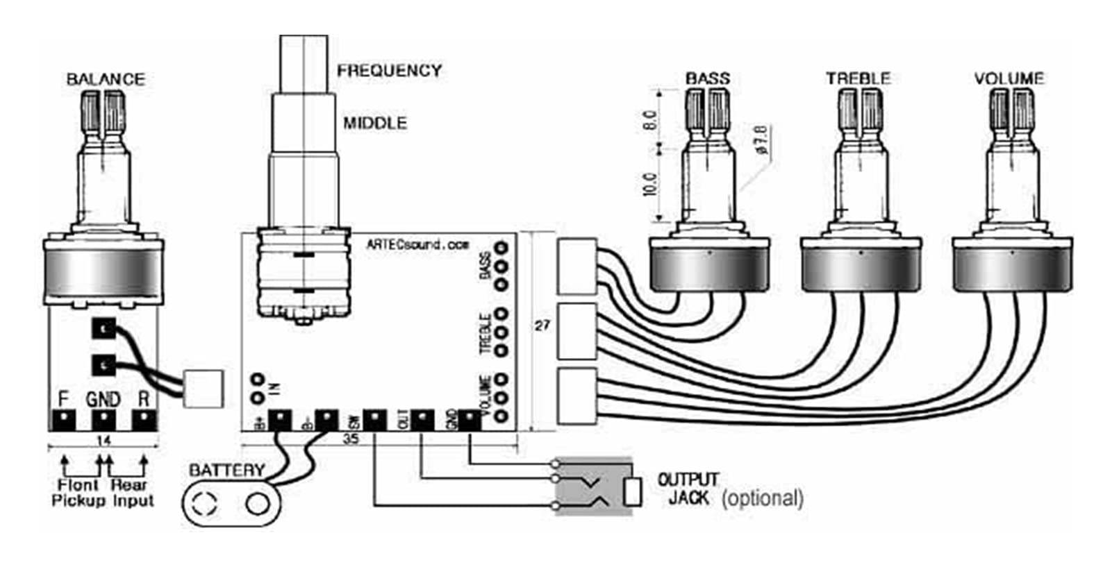 Parametrico 3-Banda Eq. Circuito Elettronico per Amplificatore Elettronico Attivo O Passivo Elettronico Cablaggio Chitarra