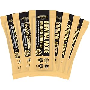 Roundhouse Provisions Survival Mode Emergency Rations Bars. Bug-out bag, Emergency kit, Hiking kit or no prep nutrition bar, Lemon shortbread, whole grain sorghum, 14 vitamins and minerals. 5 year shelf life, Pack of 6