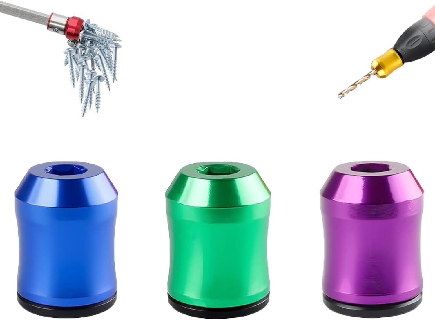 Screwdriver Head Magnetic Ring,The Quantum Grip Strong Magnetic Screw Ring,1/4 Inch/6.35mm Universal Magnetics Screw Rings Head,Magnetics Screws Holder for Hex Screwdrivers & Power Bits (3pcs G)