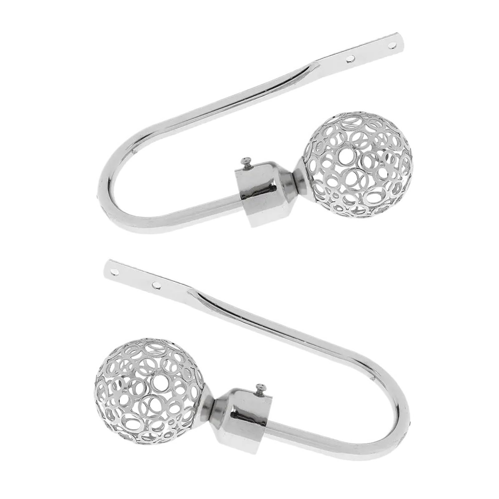 Curtain Holdbacks 2 Pieces Nordic Style Hollowed-Out Curtain Holdback U Shape Decorative Hooks(Silver)