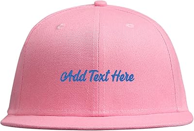 Miujonvy Personalized Hip Hop Flat Hats Add Your Image Here for Unisex Hip Hop Flat Bill Brim Adjustable Curved Brim Hat Pink