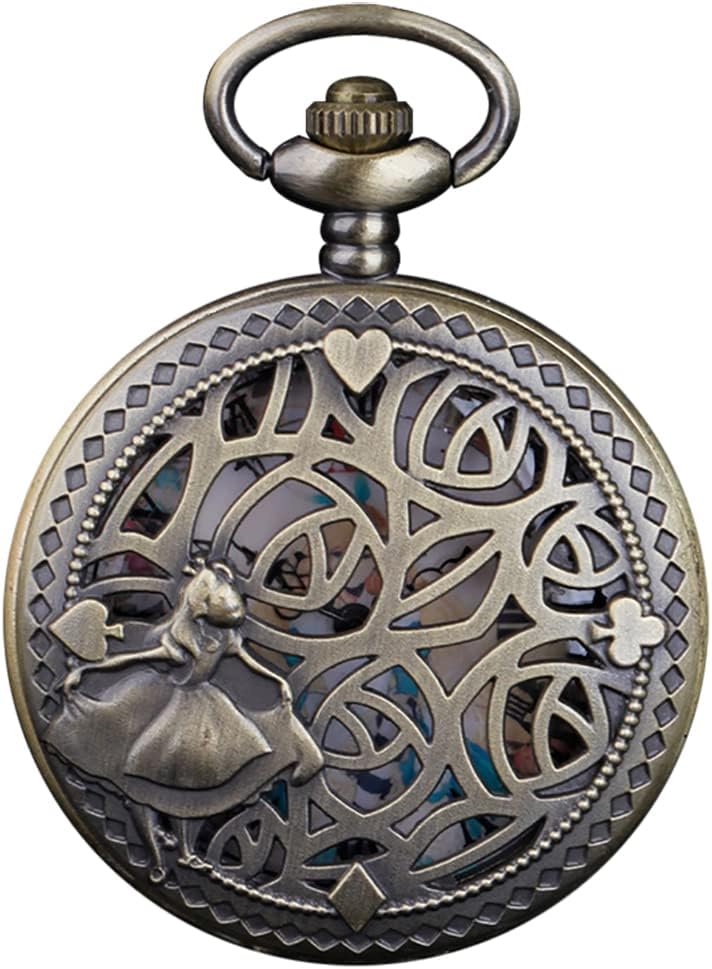 Nostalgia Movie Theme Design Alloy Quartz Pocket Watch with Necklace Chain