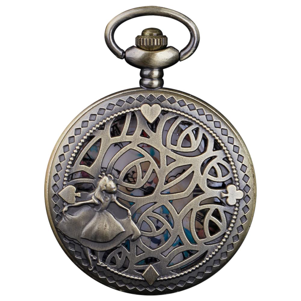Tiong Nostalgia Movie Theme Design Alloy Quartz Pocket Watch with Necklace Chain