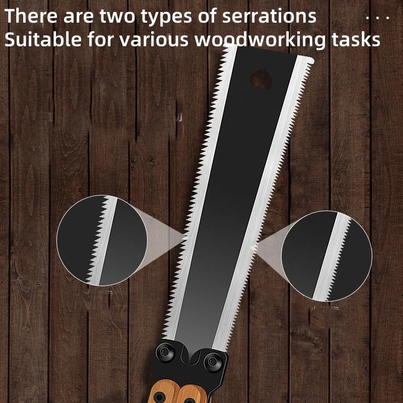 Folding Japanese Double Edged Hand Saw Flat Cut Woodworking Tools Wood Flat Cutters, Carpenter's Portable Pull Saw - Image 2
