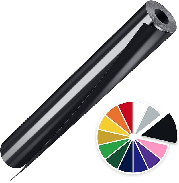 Artcut Heat Transfer Vinyl, 12" X 10ft Htv Vinyl Iron On Vinyl, Permanent Vinyl, Vinyl Roll Adhesive Vinyl, Permanent Vinyl Roll, Heat Transfer Vinyl for Fabric, Cotton, T-Shirt, Pillow, DIY (Black)