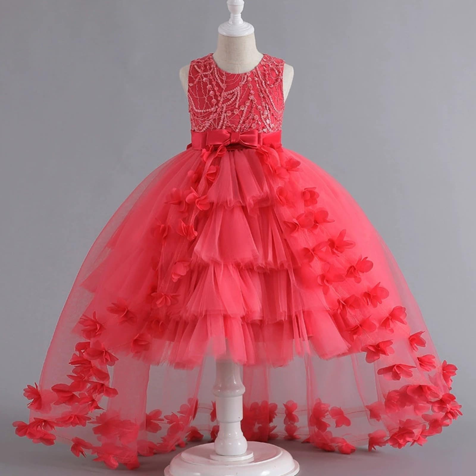 Vestito Elegante alla Moda per Ragazza Carnevale Neonata Tulle Spalline Colletto Quadrato Bambina Principessa Solid Color Abito da Tempo Libero Vestiti 3-14 Anni