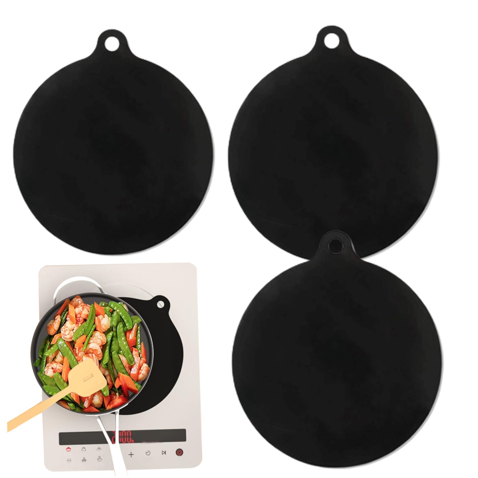 Wedhapy 8.66X9.84 Inch Induction Hob Protector 3Pcs Silicone Induction Cooktop Mat Heat Resistant Round Glass Top Cover For Electric Stove Induction Stoveinduction Hob Protector Induction Hob Cover