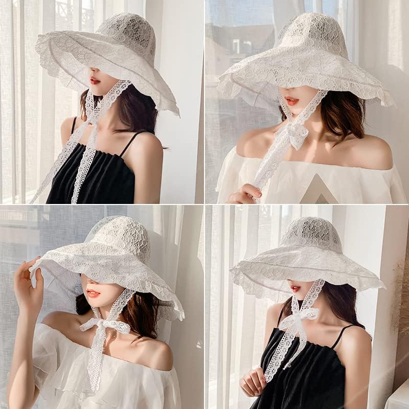 Sombrero mujer con ala ancha y encaje miniatura 5