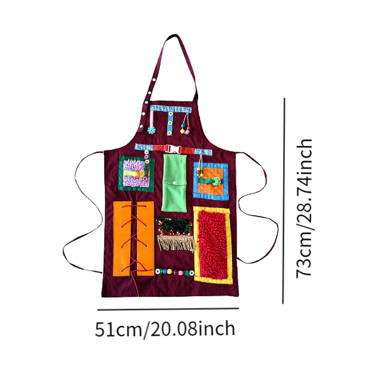 Multifunktionale Fidget Schürze mit Sensorischen Funktionen für Senioren, Rot