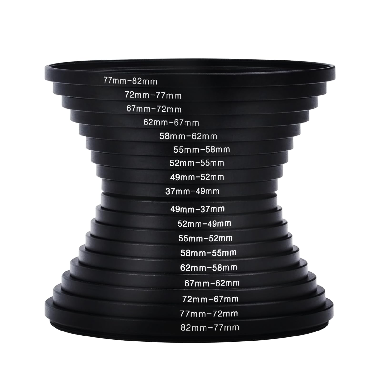 Step Up Rings, Hisewen 18 Pieces Camera Lens Metal Filter Ring Adapter Set (9pcs Step Up Ring Set + 9pcs Step Down Ring Set)