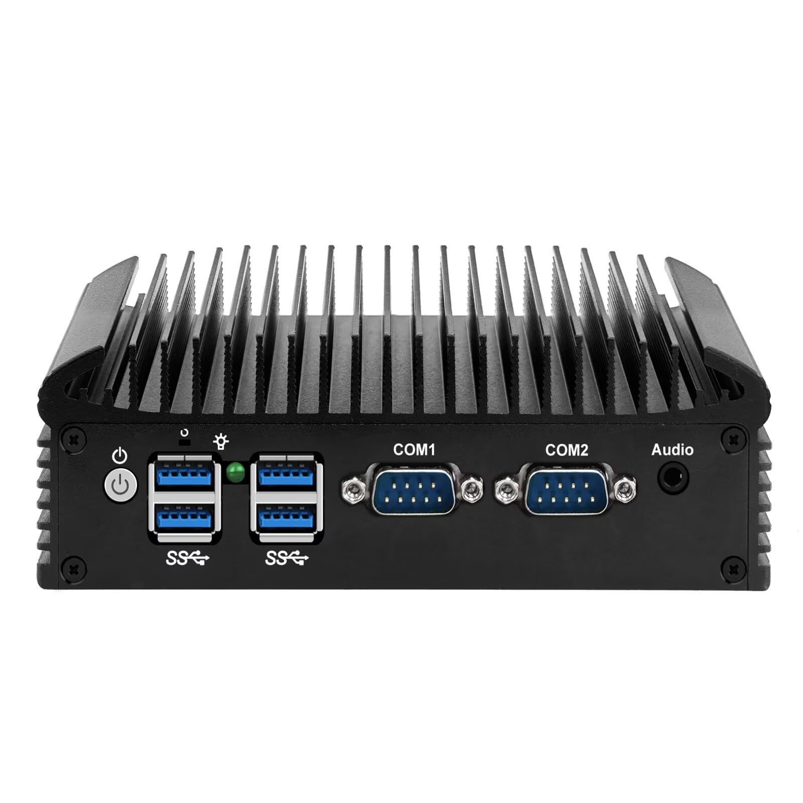 Fanless Mini PC N150, 2X Realtek RJ45 LAN, 2X DB9 RS232 COM, DDR4 16G RAM 256G SSD, 6USB, 2HD+DP Triple Dispaly, MIC, Industrial Grade Mini PC for 24/7 Reliable Operation
