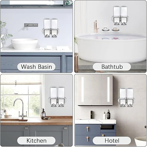 Miniatura 4 de Dispensador de champú y acondicionador de 16.9 fl oz, sin taladro, dispensador manual de jabón de ducha para el hogar, baño, cocina, hoteles,