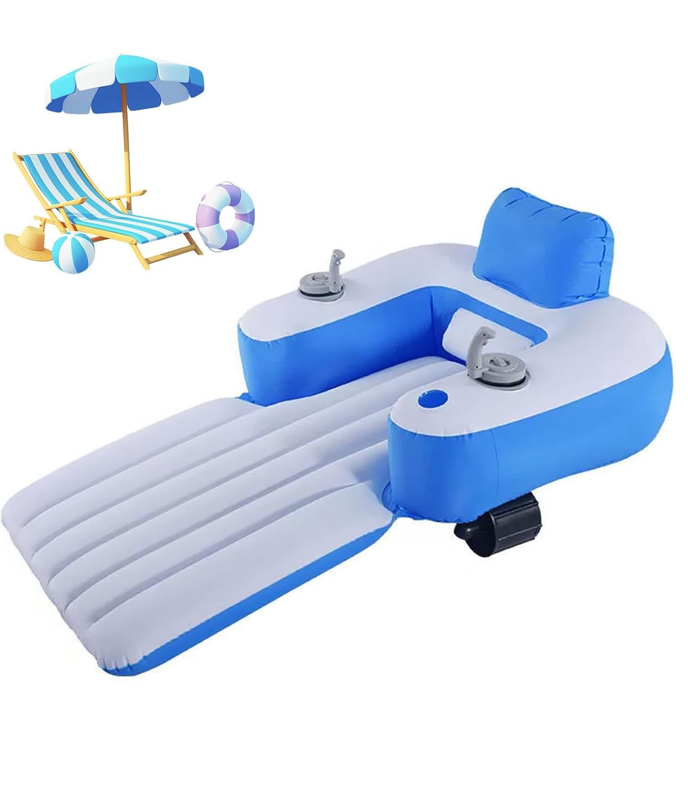 Kindevieft Multicolor Comfortable Motorized Pool Float With Remote Control For Sunbathing; Inflatable Pool Lounge Chair. B-Rectangular