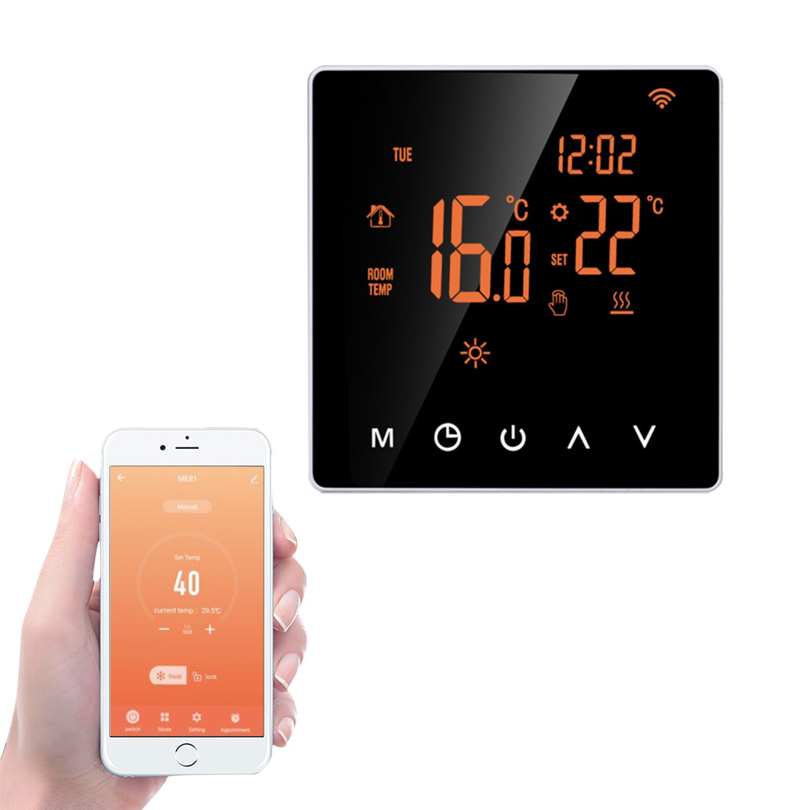 Qiumi Smart Thermostat for Combi Boiler for Individual Gas/Water Boiler Heating Works with Alexa Google Home Dry Contact 3A 95~240V AC