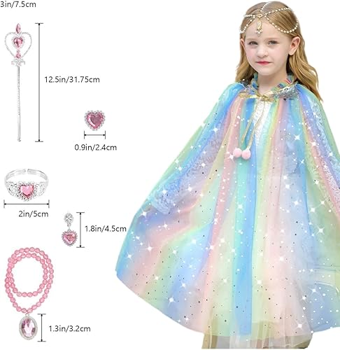 Miniatura 5 de Baufuuya Juego de capa de princesa 8 piezas capa de princesa ropa de vestir para niñas pequeñas con fiesta de cumpleaños cosplay