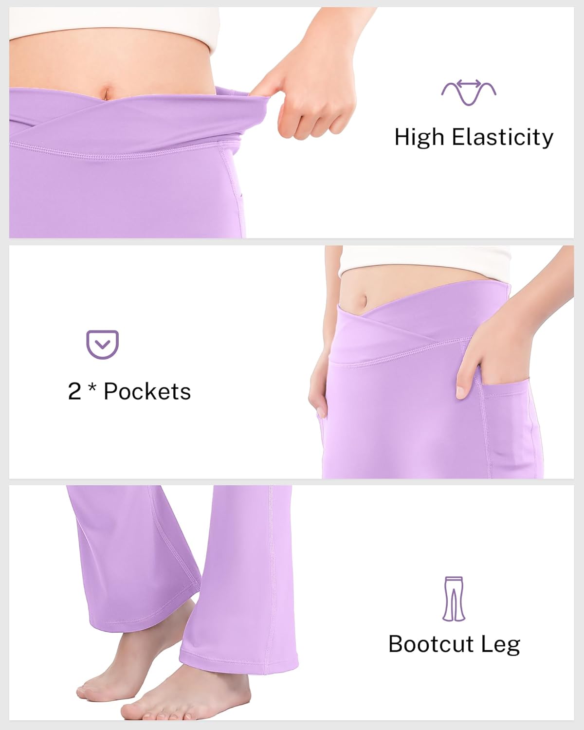 HASMES Girls Flare Leggings with Pockets Kids Bell Bottom High Waisted Flare Yoga Pants for Dance Activewear - Image 7