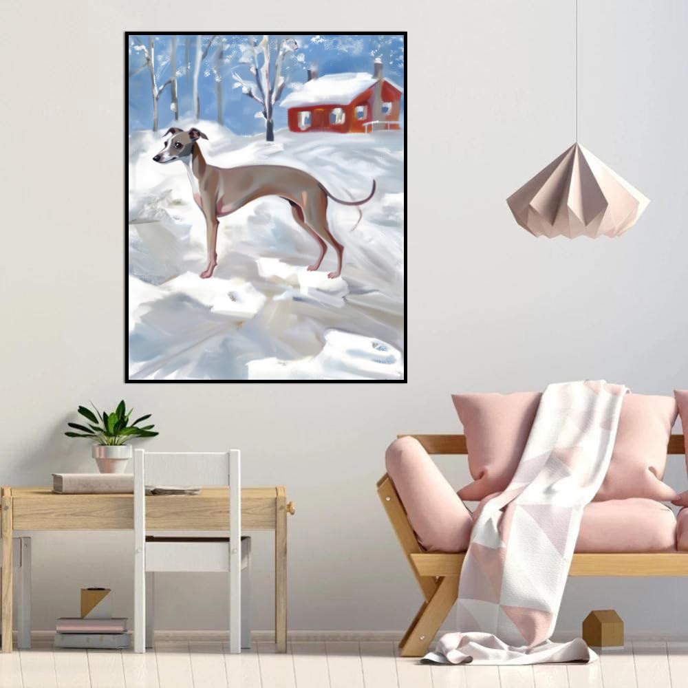 Paint by Numbers Italian Greyhound Dog DIY Acrylic Painting Kit with Brushes Pigment Oil Painting Artwork Adults Beginners Wall Decor 20x24inch(50x60cm) Frameless