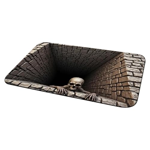 3D Halloween Skull Red Brick Door Mat 60x90cm Non-Slip