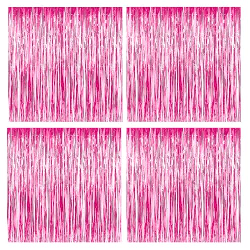 Image of Party Propz Pink Foil Curtain Pack Of 4 For Girls Birthday Decoration, Bride To be Decoration or Birthday Parties | Foil Curtain Pink
