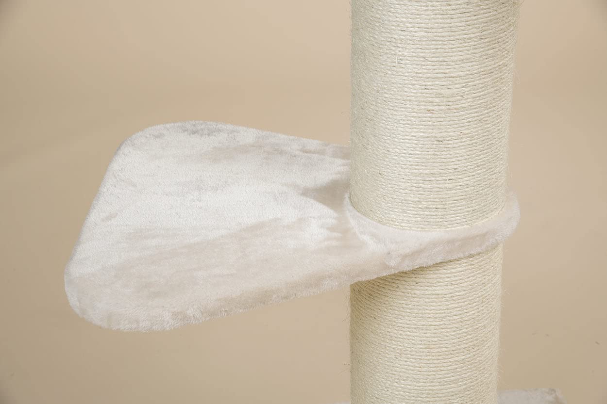 RHRQuality Krabpaal voor grote katten - Maine Coon Tower Crown – 240 tot 260 cm Hoog – Met Extra Dikke 20 cm Sisalpalen – Crème