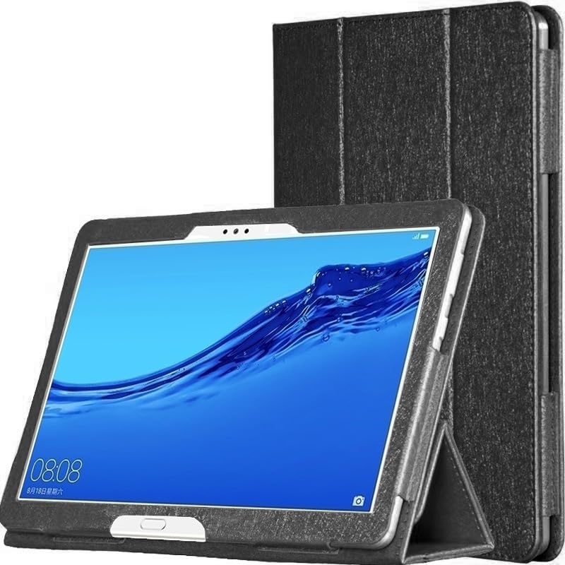 Funda para tablet Huawei MediaPad M5 de 10.1 pulgadas (BAH2-L09/W09/W19/AL10), funda rígida de piel sintética ultrafina para tablet MediaPad M5 de 10.1 pulgadas (BAH2-L09/W09/W19/AL10), funda (negro)