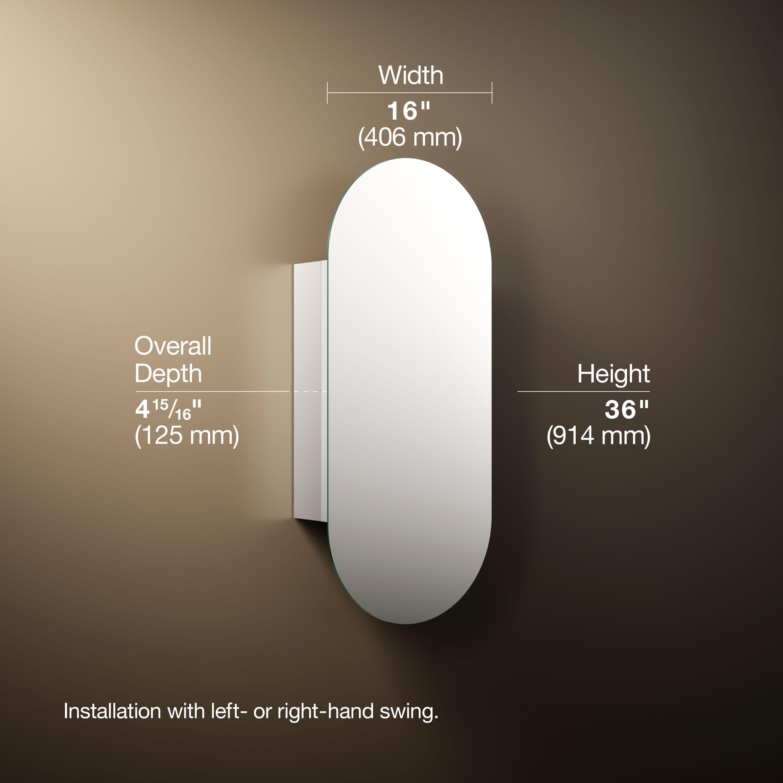 KOHLER Embark Premium XL 40.6 cm x 91.4 cm Capsule Botiquín de Aluminio, 16 x 36